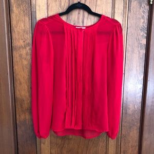 Red sheer Loft button up blouse
